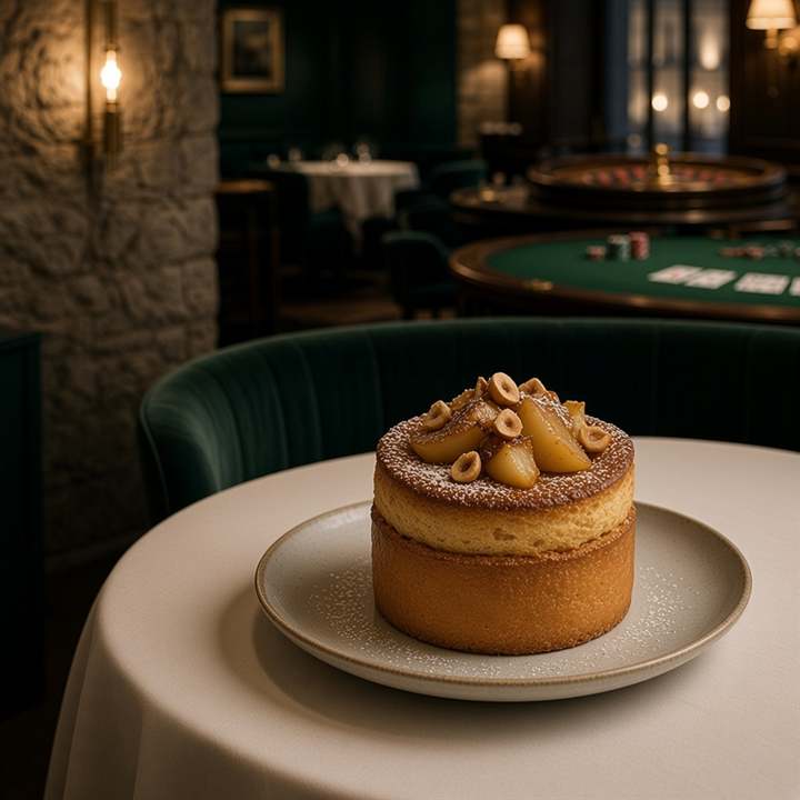 Soufflé noisette et poire.