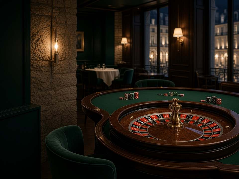 Roulette européenne sur tapis vert.